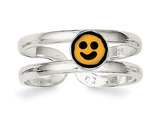 Sterling Silver Yellow & Black Enameled Smiley Toe Ring